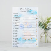 Papier Devinez le Baby shower de jeu animal bébé (Debout devant)