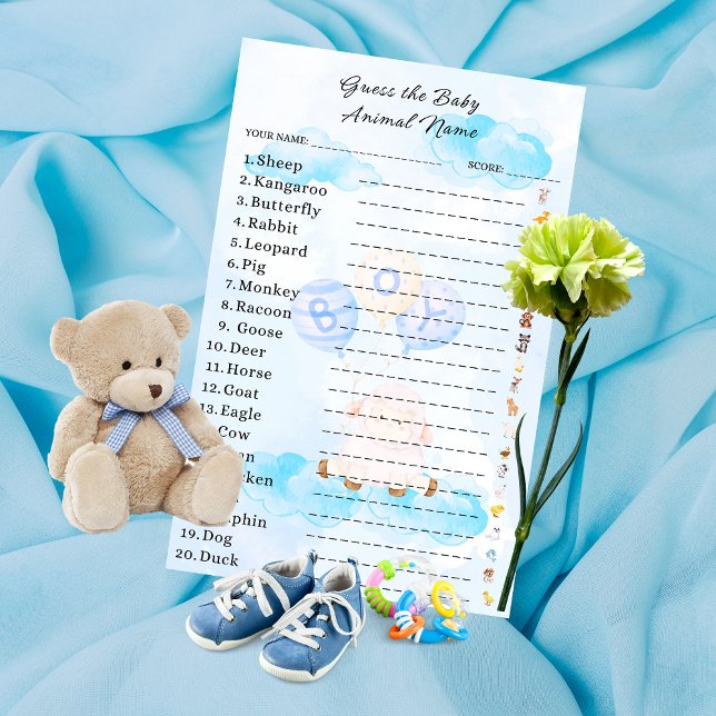 Papier Devinez le Baby shower de jeu animal bébé (Créateur téléchargé)