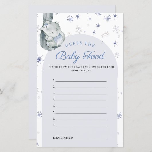 Papier Devinez Le Bébé Alimentation Eléphant Blue Baby sh (Devant / Derrière)