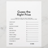 Papier Devinez le bon jeu de Fête des mariées de prix (Devant)