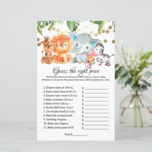Papier Devinez le bon prix Baby shower Jeux (Debout devant)
