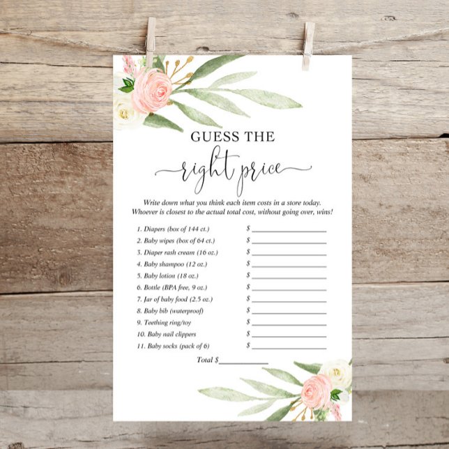 Papier Devinez le bon prix rose verdure jeu de douche (Créateur téléchargé)