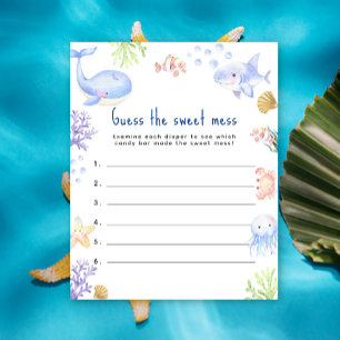 Papier Devinez le doux désordre baby shower animal Océan