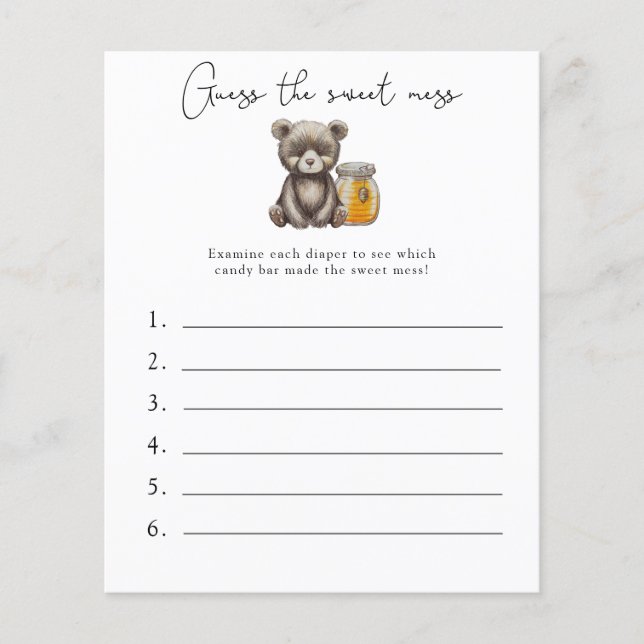 Papier Devinez le doux désordre - Jeu de Baby Shower (Devant)