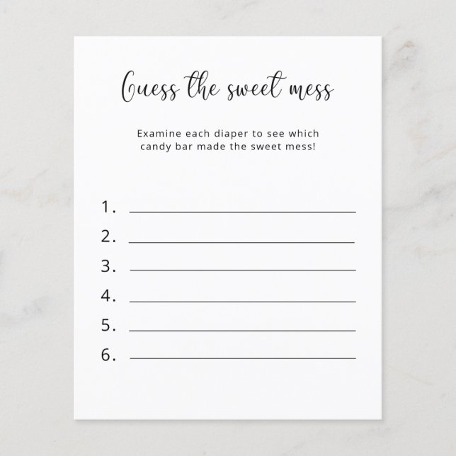Papier Devinez le doux désordre - Jeu de Baby Shower (Devant)