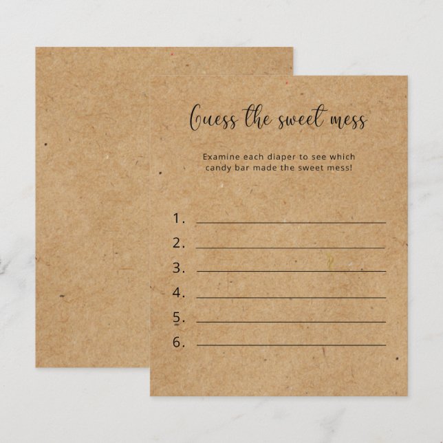 Papier Devinez le doux désordre - Jeu de Baby Shower (Devant / Derrière)