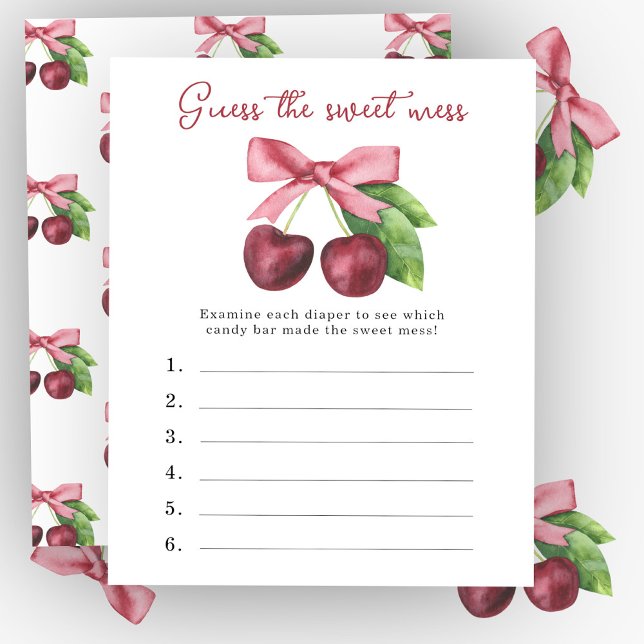 Papier Devinez le doux désordre jeu de baby shower Cherry (Créateur téléchargé)