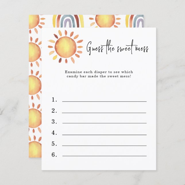 Papier Devinez le gâchis sucré - jeu de baby shower (Devant / Derrière)