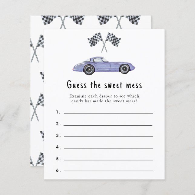 Papier Devinez le gâchis sucré - jeu de baby shower de co (Devant / Derrière)