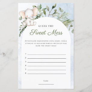 Papier Devinez Le Jeu De Baby shower Bleu Mess Sweet