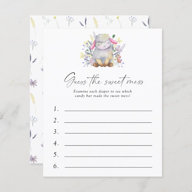 Papier Devinez le jeu de Baby shower de la douceur - agne (Devant / Derrière)