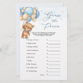 Papier Devinez le jeu de Baby shower de l'ours de prix (Devant / Derrière)