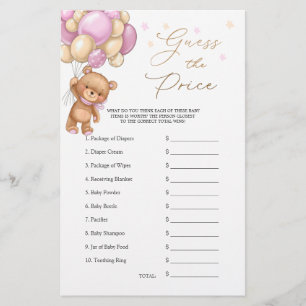 Papier Devinez le jeu de Baby shower de l'ours de prix