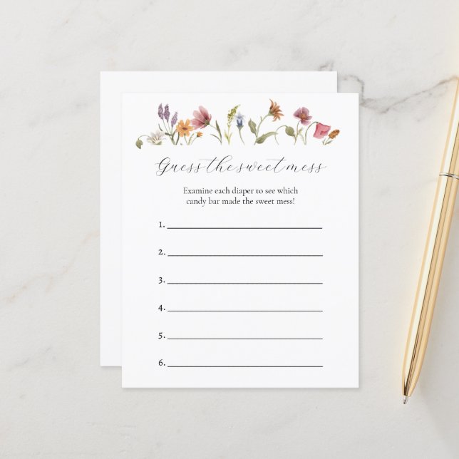 Papier Devinez le jeu de Baby shower de mats doux (Devant/Arrière en situation)