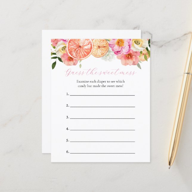 Papier Devinez le jeu de Baby shower de mats doux (Devant/Arrière en situation)