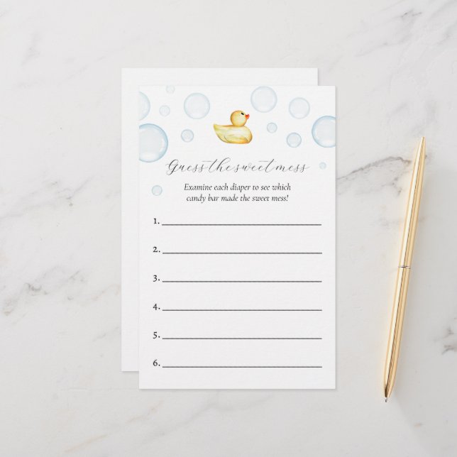 Papier Devinez le jeu de Baby shower de mats doux (Devant/Arrière en situation)