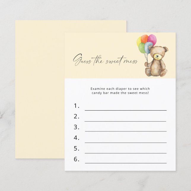 Papier Devinez le jeu de baby shower doux et désordonné - (Devant / Derrière)