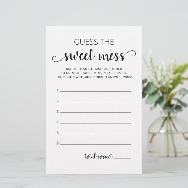Papier Devinez le jeu de baby shower Sweet Mess (Debout devant)