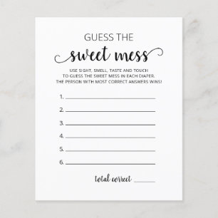 Papier Devinez le jeu de baby shower Sweet Mess