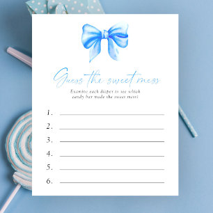Papier Devinez le jeu de baby shower Sweet Mess - Nœud bl