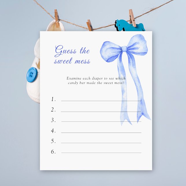 Papier Devinez le jeu de baby shower Sweet Mess - Nœud bl (Créateur téléchargé)