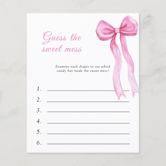 Papier Devinez le jeu de baby shower Sweet Mess - Ruban r (Devant)