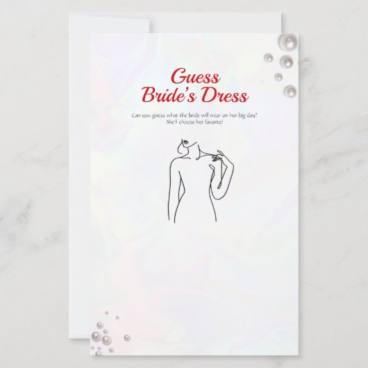 Papier Devinez le jeu de perles Fête des mariées robe (Devant)