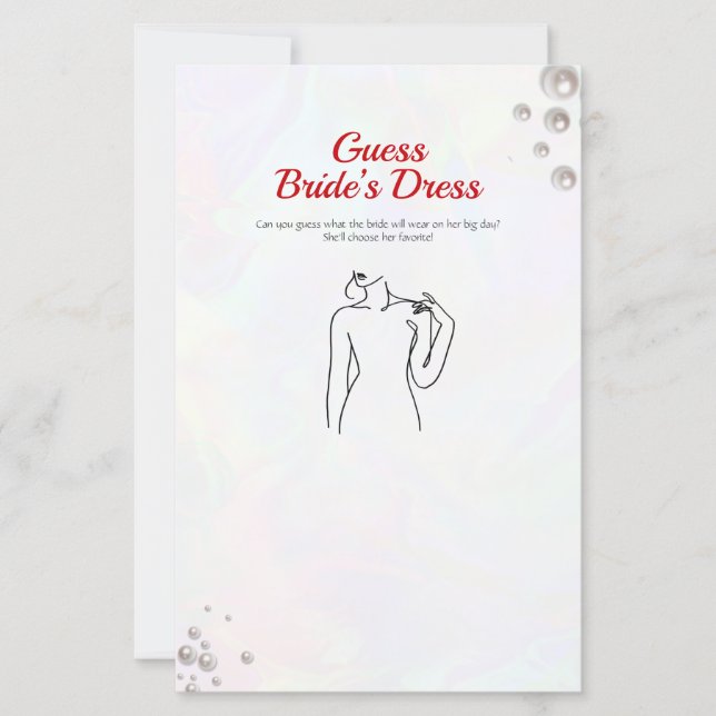 Papier Devinez le jeu de perles Fête des mariées robe (Devant)