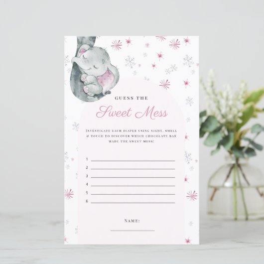 Papier Devinez le jeu d'éléphant rose hivernal de mess (Debout devant)