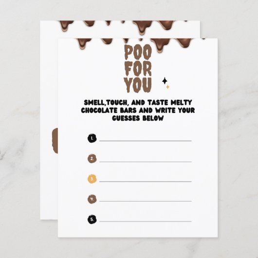 Papier Devinez le jeu du Baby shower au chocolat (Devant / Derrière)