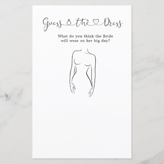 Papier Devinez Le Jeu Fête des mariées Robe (Devant)