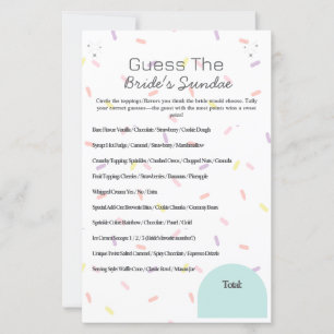 Papier Devinez le jeu Sundae de la mariée