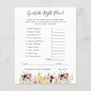 Papier Devinez Le Prix Jeu Baby shower
