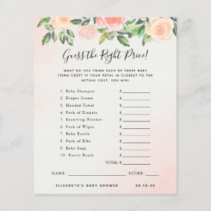 Papier Devinez le prix   Jeu de Baby Shower