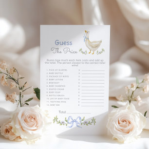 Papier Devinez le prix Jeu de baby shower Blue Goose