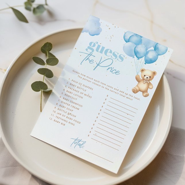 Papier Devinez le prix Jeu de baby shower ours en peluche (Créateur téléchargé)
