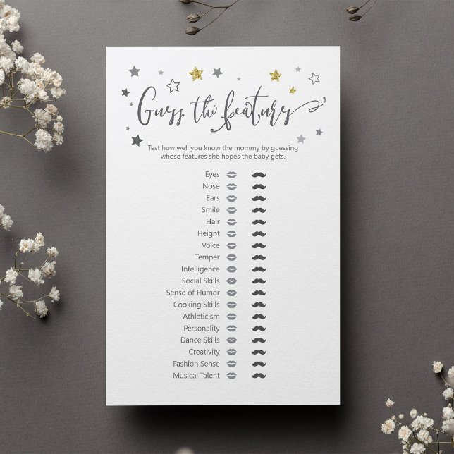 Papier "Devinez les caractéristiques" Bébé Trait Genre Re (Créateur téléchargé)