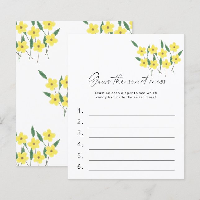 Papier Devinez les Fleurs sauvages du jeu de Baby shower  (Devant / Derrière)