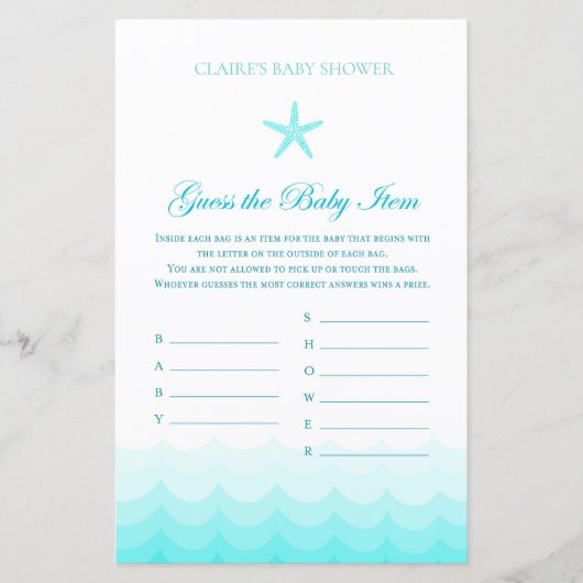 Papier Devinez les objets pour bébé - Jeu de Baby Shower (Devant)