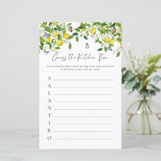 Papier Devinez l'objet de cuisine | Jeu de Baby Shower su (Debout devant)