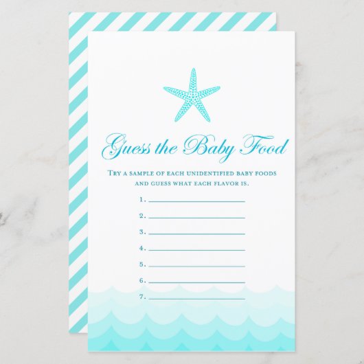 Papier Devinez nourriture pour bébé - Baby shower Jeu (Devant / Derrière)