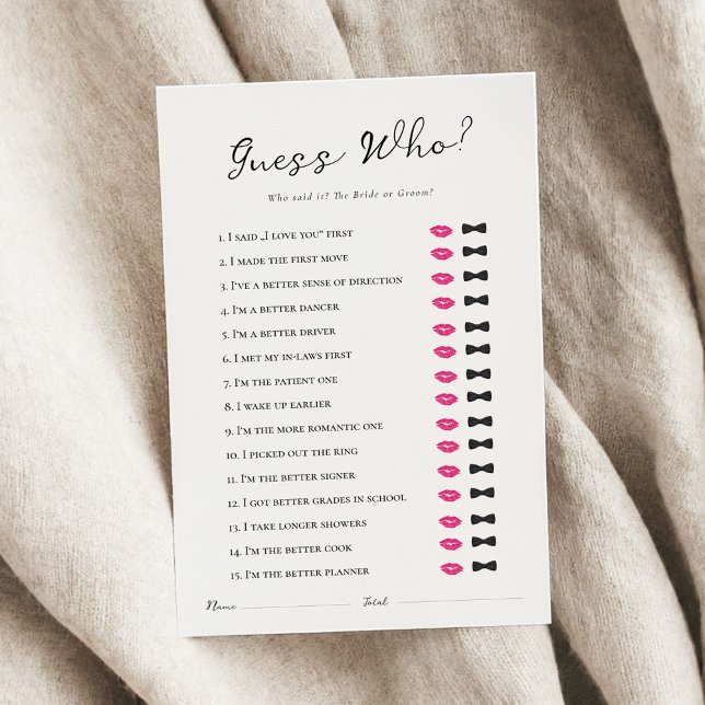 Papier Devinez qui a dit Fête des mariées jeu (Créateur téléchargé)