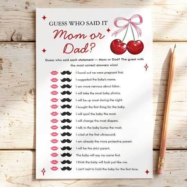 Papier Devinez qui a dit Maman Papa Jeu de Baby Shower Ce (Créateur téléchargé)