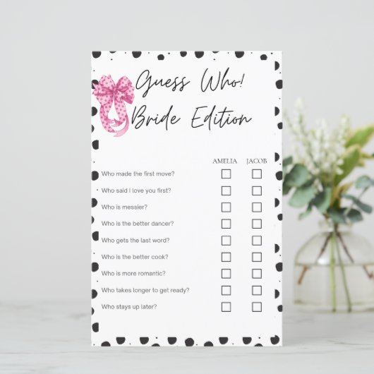Papier Devinez qui a marié édition Jeux de douche de mari (Debout devant)