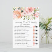 Papier Devinez Qui Baby shower Jeu Floral (Debout devant)