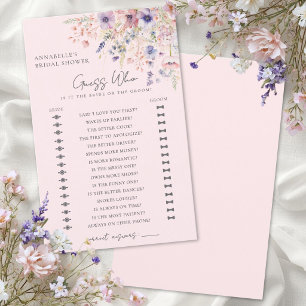 Papier Devinez qui : Baby Shower Rose Pâle Fleur Sauvage