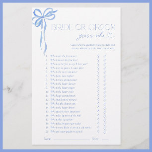 Papier Devinez Qui Bleu Bow Douche Jeu
