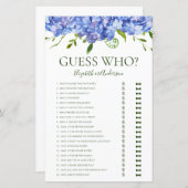 Papier Devinez Qui Blue Hydrangeas (Devant / Derrière)