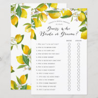Devinez qui, citron nuptiale jeux de douche