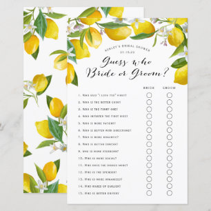 Papier Devinez qui, citron nuptiale jeux de douche